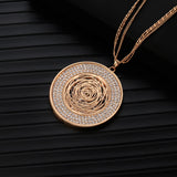 Clear Crystal Round Necklaces Hollow Sweater Necklace Women Statement Jewelry
