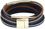 Crystal Rhinestone Leather Wrap Bracelet Multilayer Bangle Women Men