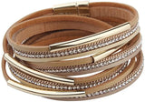 Crystal Rhinestone Leather Wrap Bracelet Multilayer Bangle Women Men