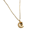 Crystal Moon Pendant Titanium Steel Necklace for Gift