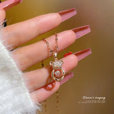 Crystal Moon Pendant Titanium Steel Necklace for Gift