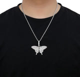 Cubic Zircon Butterfly Pendant Necklace Hip Hop Jewelry