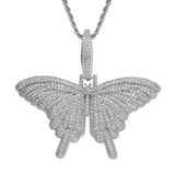 Cubic Zircon Butterfly Pendant Necklace Hip Hop Jewelry