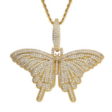 Cubic Zircon Butterfly Pendant Necklace Hip Hop Jewelry