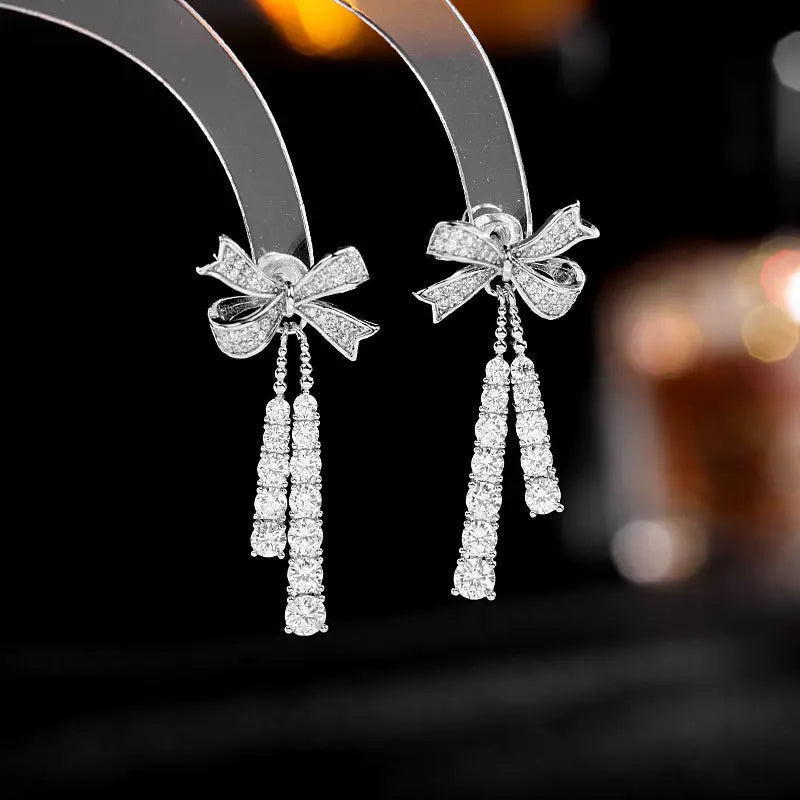 Diamond 925 Silver Zircon Drop Earrings for Woman Girls Wedding Party