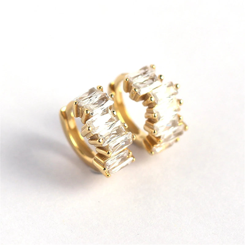 Diamond Zircon Hoop Earrings Sterling Silver 925 for Women