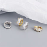 Diamond Zircon Hoop Earrings Sterling Silver 925 for Women