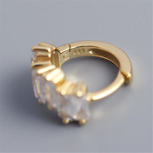 Diamond Zircon Hoop Earrings Sterling Silver 925 for Women