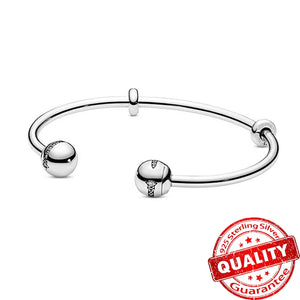 Sterling Silver Sparkling Star Charm Bracelet Open Bangle
