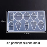 10 Silicone Mold Epoxy Perforated Round Rectangle Heart Pendant Sweater Chain