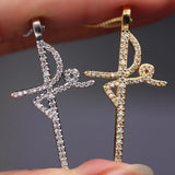 CZ Stone Pendant Necklace, Silvery Chain, Charming Party Jewelry