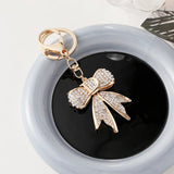 Rhinestone Bow Keychain Women Bag Charm Pendant Car Keyring D Key Chain