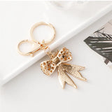 Rhinestone Bow Keychain Women Bag Charm Pendant Car Keyring D Key Chain