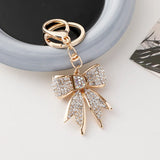 Rhinestone Bow Keychain Women Bag Charm Pendant Car Keyring D Key Chain