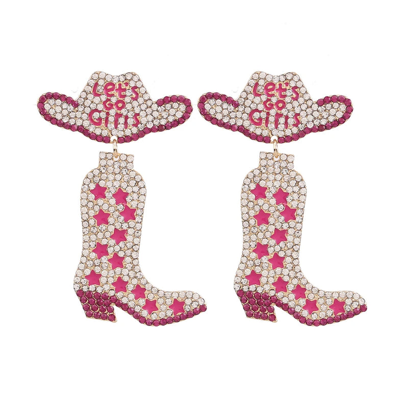 Rhinestone Drop Earrings Dangle Jewelry High Heel Shoe Pendant