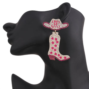 Rhinestone Drop Earrings Dangle Jewelry High Heel Shoe Pendant