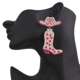 Rhinestone Drop Earrings Dangle Jewelry High Heel Shoe Pendant