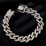 Rhinestone Cuban Link Bracelet Silver Bling Crystal Hip Hop