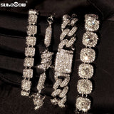 Rhinestone Cuban Link Bracelet Silver Bling Crystal Hip Hop