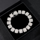 Rhinestone Cuban Link Bracelet Silver Bling Crystal Hip Hop