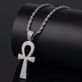 Bling Egyptian Ankh Cross Pendant Necklace Hip Hop Rapper Jewelry
