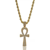 Bling Egyptian Ankh Cross Pendant Necklace Hip Hop Rapper Jewelry