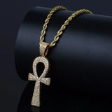 Bling Egyptian Ankh Cross Pendant Necklace Hip Hop Rapper Jewelry