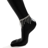 Crystal Tassel Anklet Boho Beach Jewelry