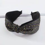 Rhinestone Top Knotted Headband Wide Mesh Hair Ornament Crystal Hairband