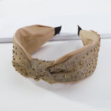 Rhinestone Top Knotted Headband Wide Mesh Hair Ornament Crystal Hairband