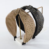 Rhinestone Top Knotted Headband Wide Mesh Hair Ornament Crystal Hairband