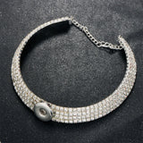 Rhinestone Torques 12mm 18mm Snap Button Necklace
