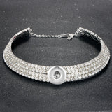Rhinestone Torques 12mm 18mm Snap Button Necklace