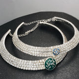 Rhinestone Torques 12mm 18mm Snap Button Necklace