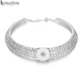Rhinestone Torques 12mm 18mm Snap Button Necklace