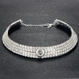 Rhinestone Torques 12mm 18mm Snap Button Necklace