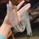 Rhinestone Hairpin Tassel Crystal Hair Chain Wedding Banquet Jewelry
