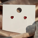 S925 Sterling Silver Peach Heart Earrings Red Small Earrings Female