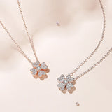 Zircon 925 Sterling Silver Clover Necklace for Women