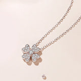 Zircon 925 Sterling Silver Clover Necklace for Women