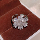 Zircon S925 Silver Jewelry Set for Women Snowflake Necklace Ring Earrings