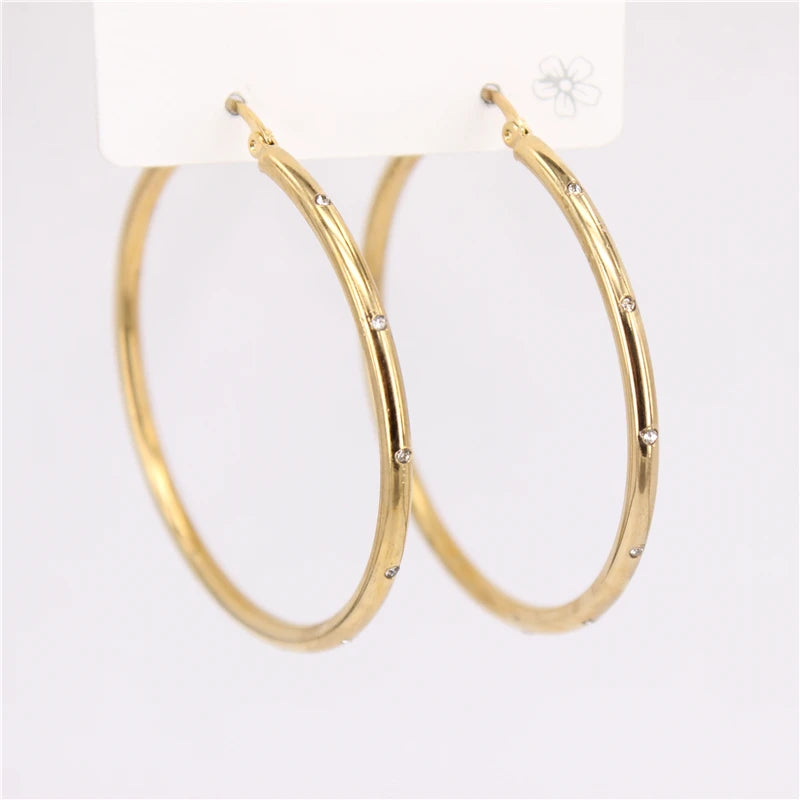 Exaggerated Crystal Earrings 54mm Stainless Steel Women's Jewelry