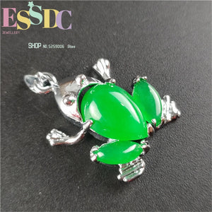 Green Jade Malay Luck Ms Frog Pendant Lady's Jewelry Diy