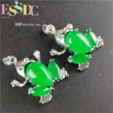Green Jade Malay Luck Ms Frog Pendant Lady's Jewelry Diy