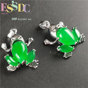 Green Jade Malay Luck Ms Frog Pendant Lady's Jewelry Diy