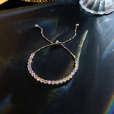 Rhinestone Stainless Steel Bracelet For Women Zircon Adjustable Jewelry
