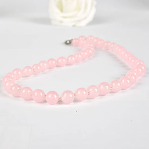 10mm Rose Quartz Necklace - Romantic Gift for Her