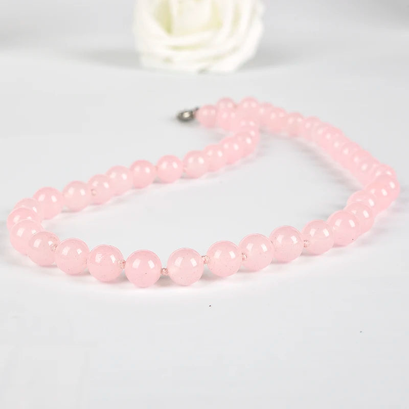 10mm Rose Quartz Necklace - Romantic Gift for Her