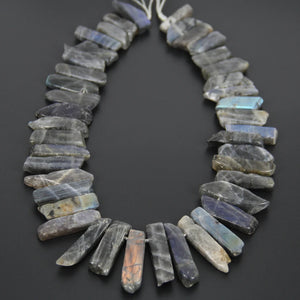 Natural Flash Labradorite Slice Beads Pendants Necklace