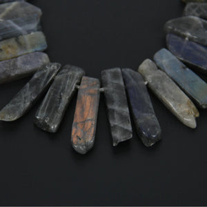 Natural Flash Labradorite Slice Beads Pendants Necklace